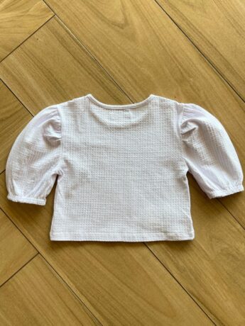 Blusa Cropped Infantil Feminino Manga 3/4 Bufante Branca Fernanda Ramos Kids