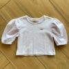 Blusa Cropped Infantil Feminino Manga 3/4 Bufante Branca Fernanda Ramos Kids