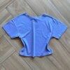 Blusa Cropped Infantil Feminino Manga Curta Amplo Lilás Fernanda Ramos Kids