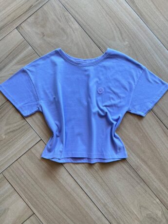 Blusa Cropped Infantil Feminino Manga Curta Amplo Lilás Fernanda Ramos Kids