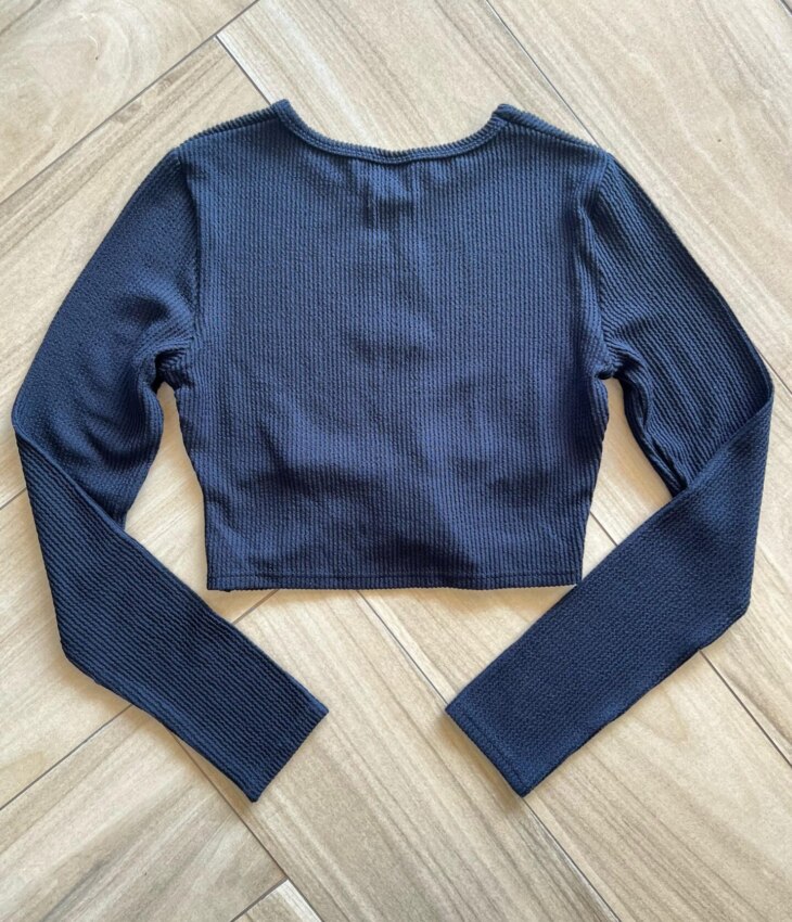 Blusa Cropped Infantil Feminino Manga Longa com Abertura Fernanda Ramos Kids