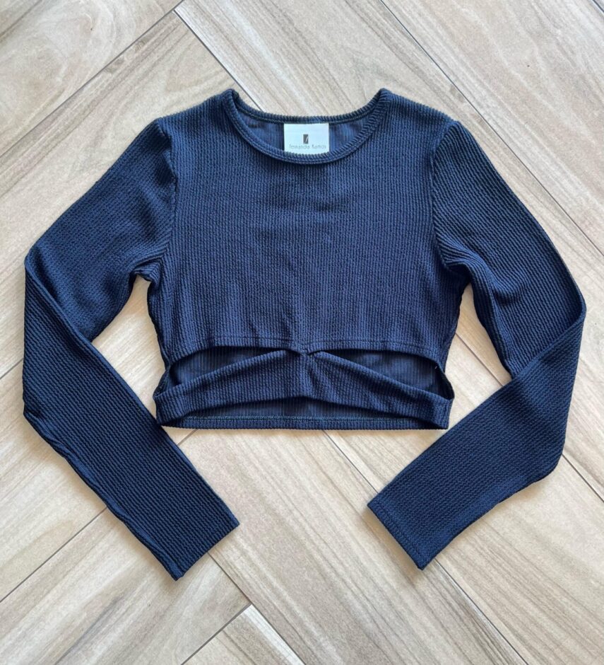 Blusa Cropped Infantil Feminino Manga Longa com Abertura Fernanda Ramos Kids
