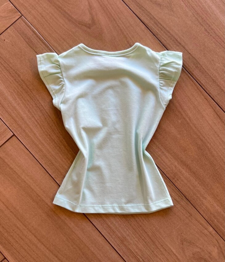 Blusa Infantil Feminina Manga Curta Be Happy Verde Claro Fernanda Ramos Kids