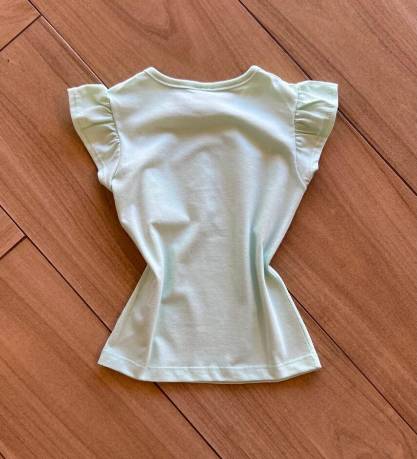 Blusa Infantil Feminina Manga Curta Be Happy Verde Claro Fernanda Ramos Kids
