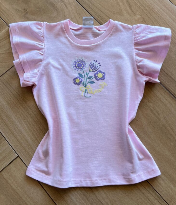 Blusa Infantil Feminina Manga Curta Beauty Rosa Bebê Fernanda Ramos Kids