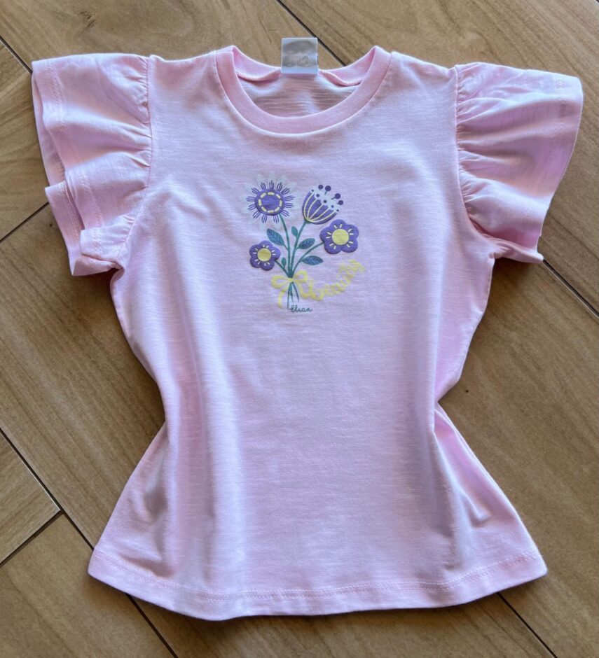 Blusa Infantil Feminina Manga Curta Beauty Rosa Bebê Fernanda Ramos Kids
