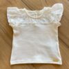 Blusa Infantil Feminina Manga Curta com Detalhe em Laise Off White Fernanda Ramos Kids