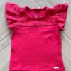 Blusa Infantil Feminina Manga Curta com Detalhe em Laise Vermelha Fernanda Ramos Kids