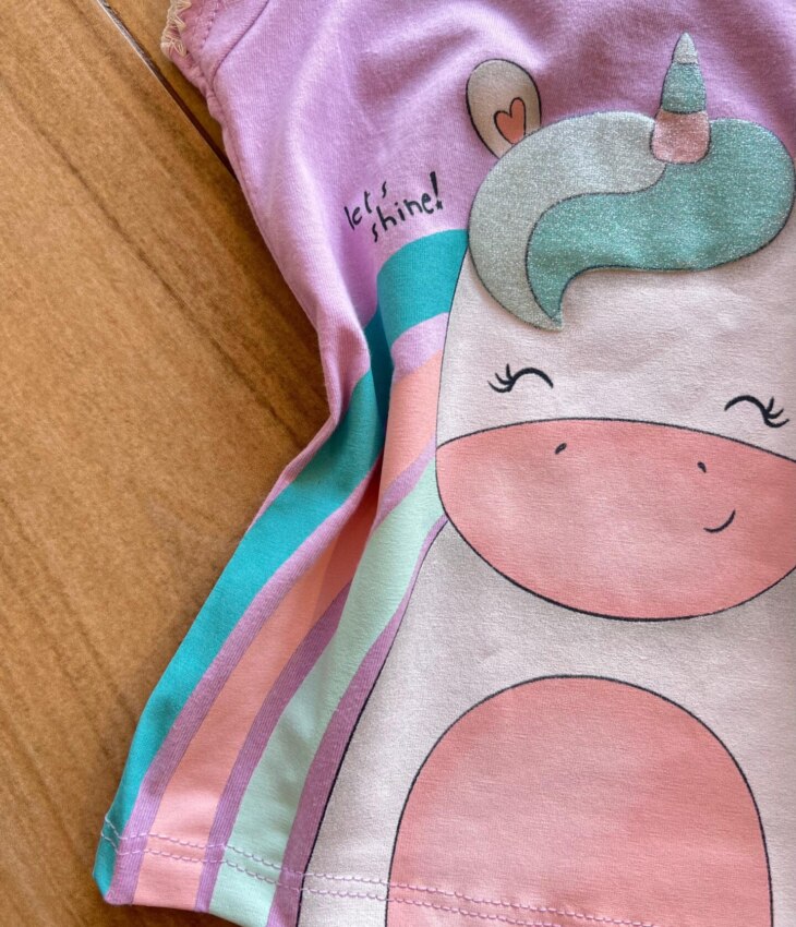 fernandaramoskids com br Blusa Infantil Feminina Manga Curta Let's Shine Lilás1