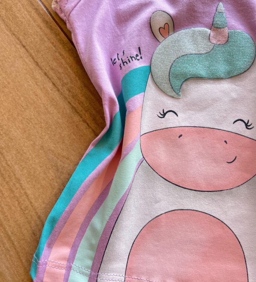 fernandaramoskids com br Blusa Infantil Feminina Manga Curta Let's Shine Lilás1