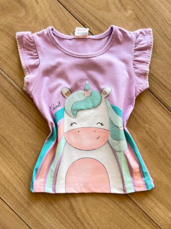 Blusa Infantil Feminina Manga Curta Let's Shine Lilás Fernanda Ramos Kids