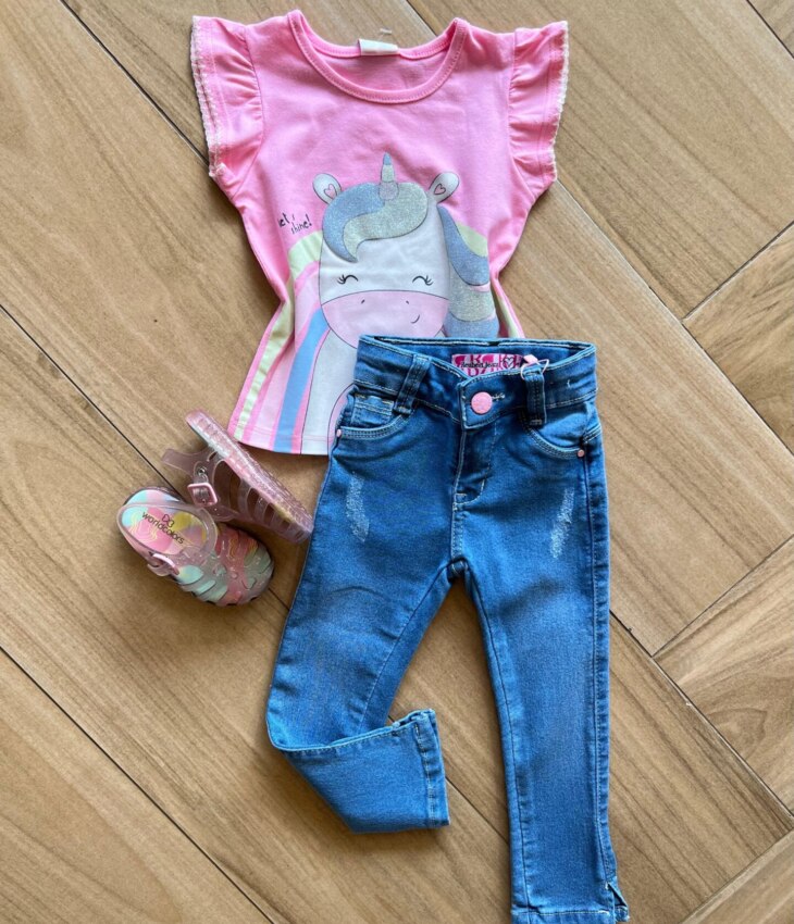 fernandaramoskids com br Blusa Infantil Feminina Manga Curta Let's Shine Rosa2