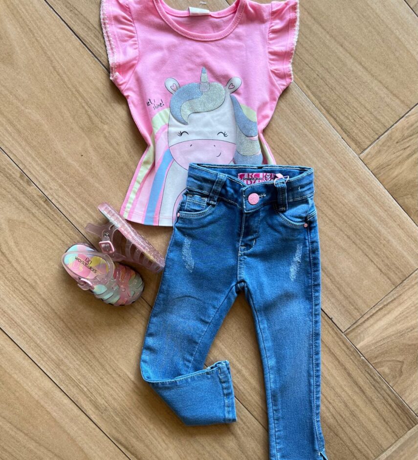 fernandaramoskids com br Blusa Infantil Feminina Manga Curta Let's Shine Rosa2