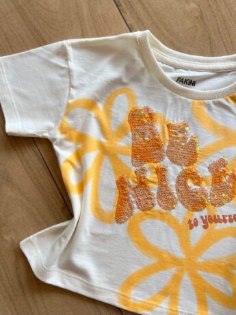 fernandaramoskids com br Blusa Infantil Feminina Manga Curta To Yourself Off White1