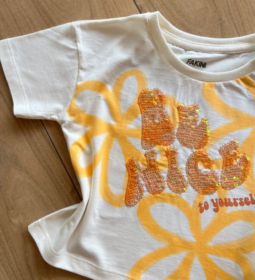 fernandaramoskids com br Blusa Infantil Feminina Manga Curta To Yourself Off White1