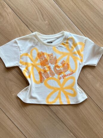 Blusa Infantil Feminina Manga Curta To Yourself Off White Fernanda Ramos Kids