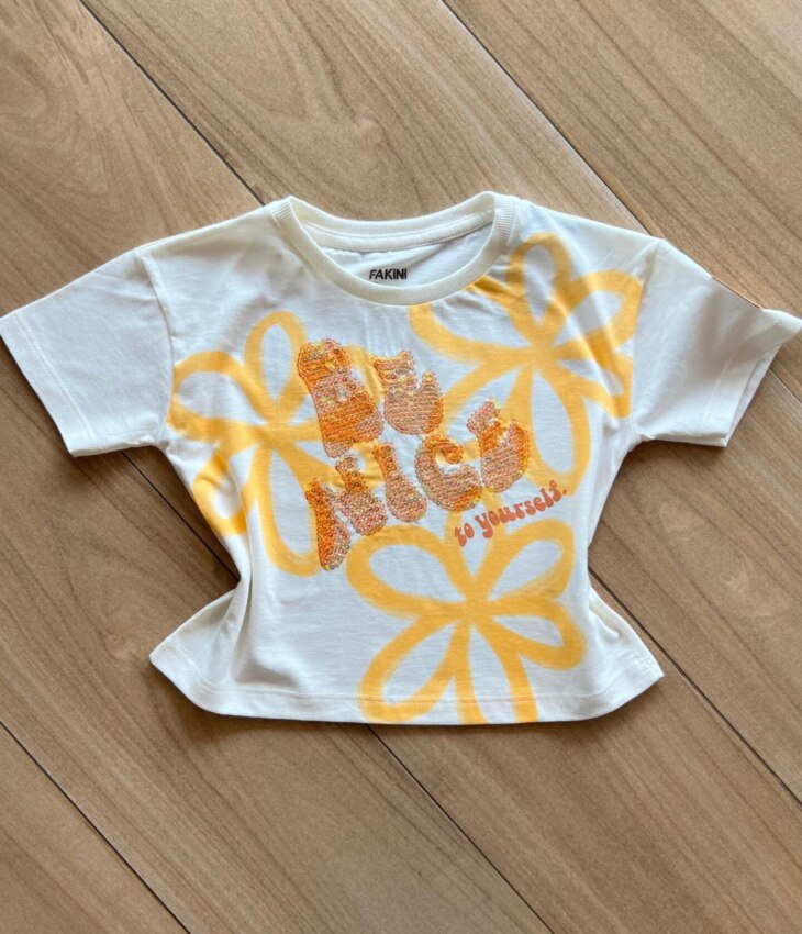 Blusa Infantil Feminina Manga Curta To Yourself Off White Fernanda Ramos Kids