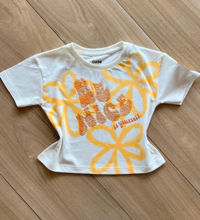 Blusa Infantil Feminina Manga Curta To Yourself Off White Fernanda Ramos Kids