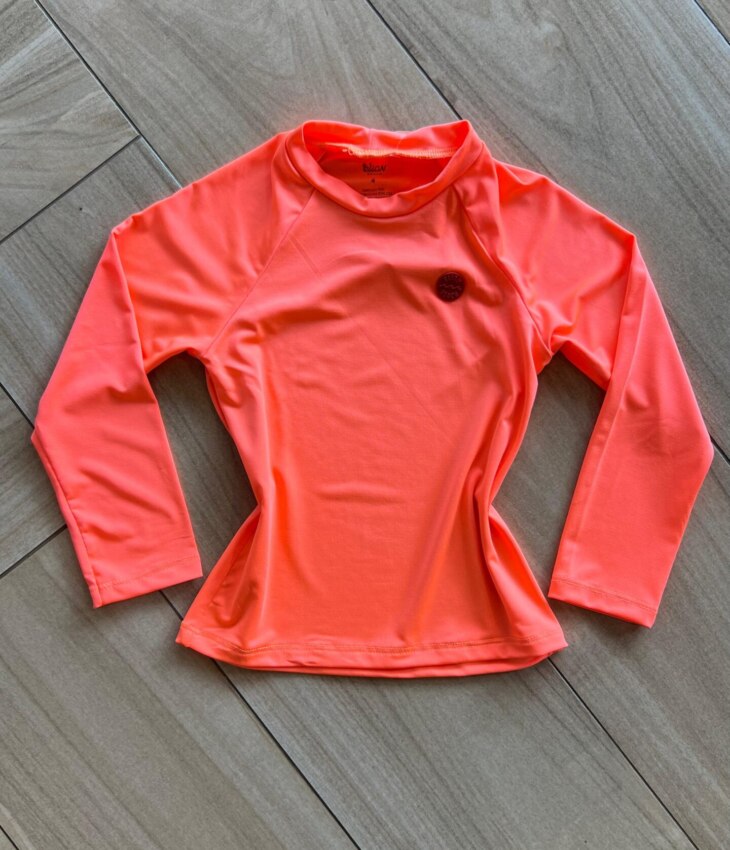 Blusa Infantil Unissex Manga Longa com Proteção UV 50+ Laranja Fernanda Ramos Kids