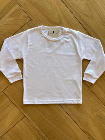 Blusa Manga Longa Infantil Feminina Básica Branca Fernanda Ramos Kids