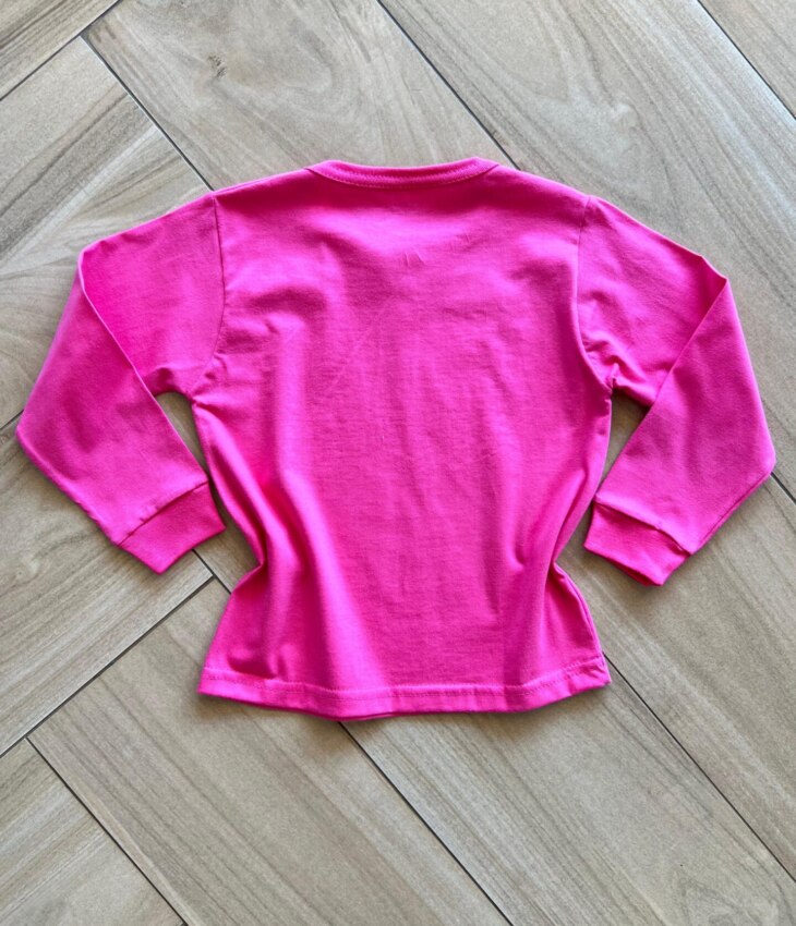 Blusa Manga Longa Infantil Feminina Básica Pink Fernanda Ramos Kids