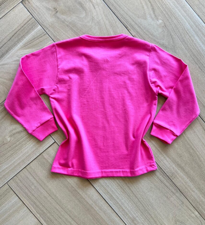 Blusa Manga Longa Infantil Feminina Básica Pink Fernanda Ramos Kids