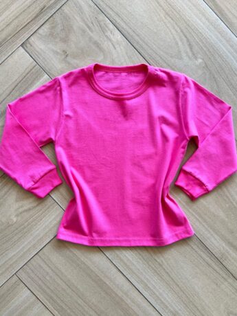 Blusa Manga Longa Infantil Feminina Básica Pink Fernanda Ramos Kids