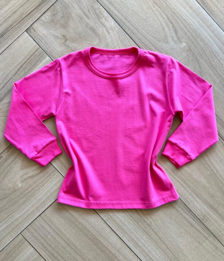 Blusa Manga Longa Infantil Feminina Básica Pink Fernanda Ramos Kids