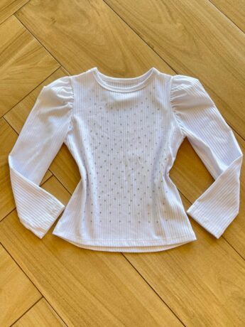fernandaramoskids com br Blusa Manga Longa Infantil Feminina Branco com Brilho 1