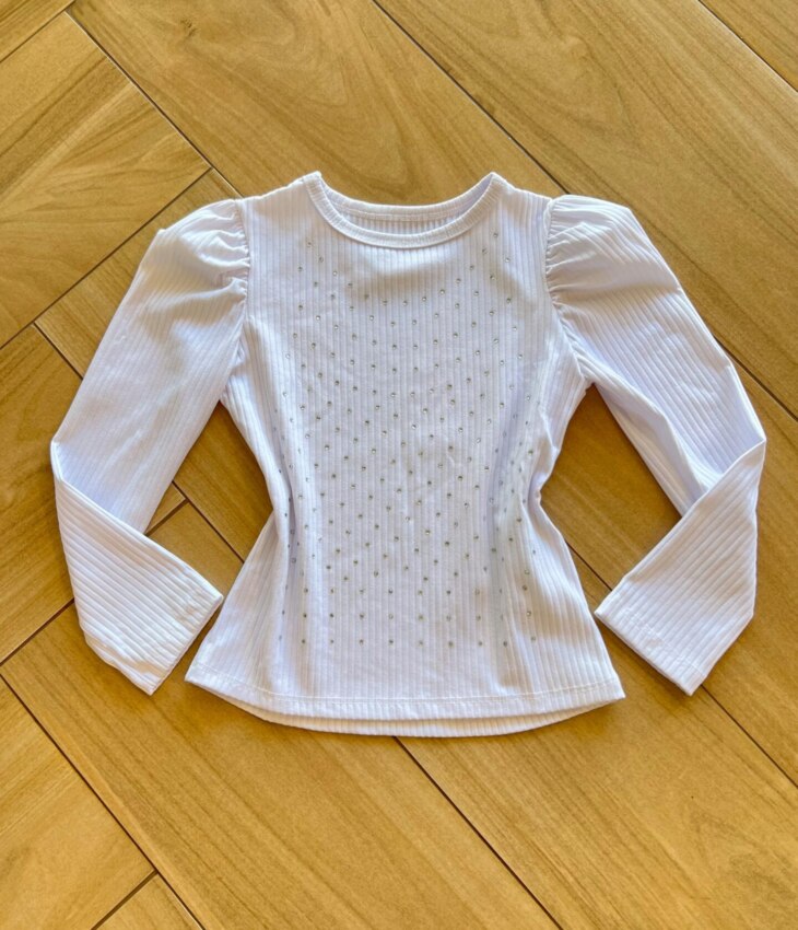 fernandaramoskids com br Blusa Manga Longa Infantil Feminina Branco com Brilho 1