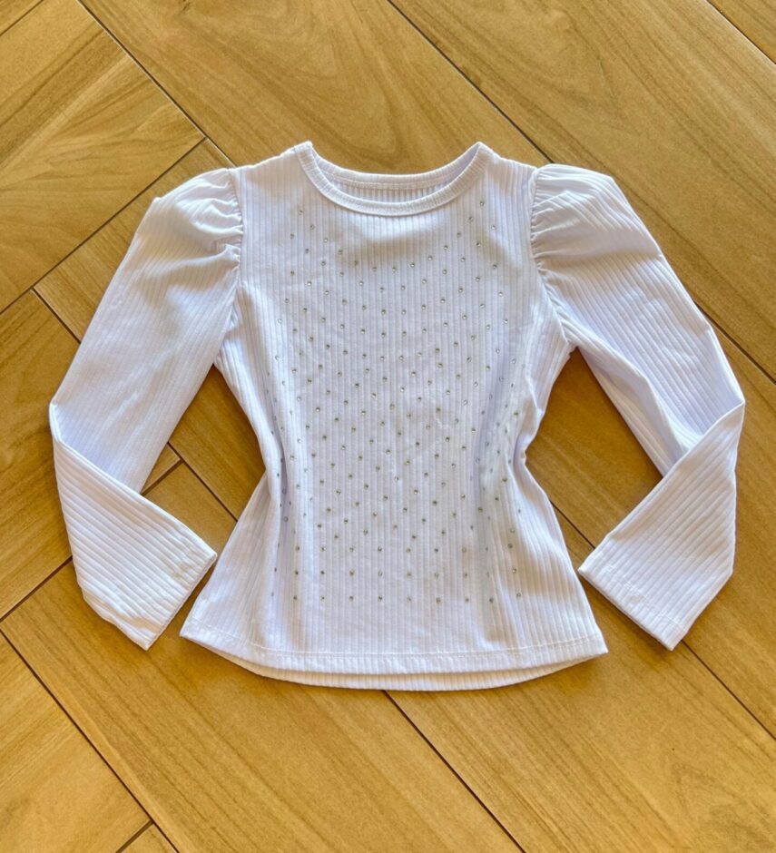 fernandaramoskids com br Blusa Manga Longa Infantil Feminina Branco com Brilho 1