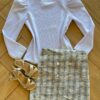 Blusa Manga Longa Infantil Feminina Branco com Brilho Fernanda Ramos Kid