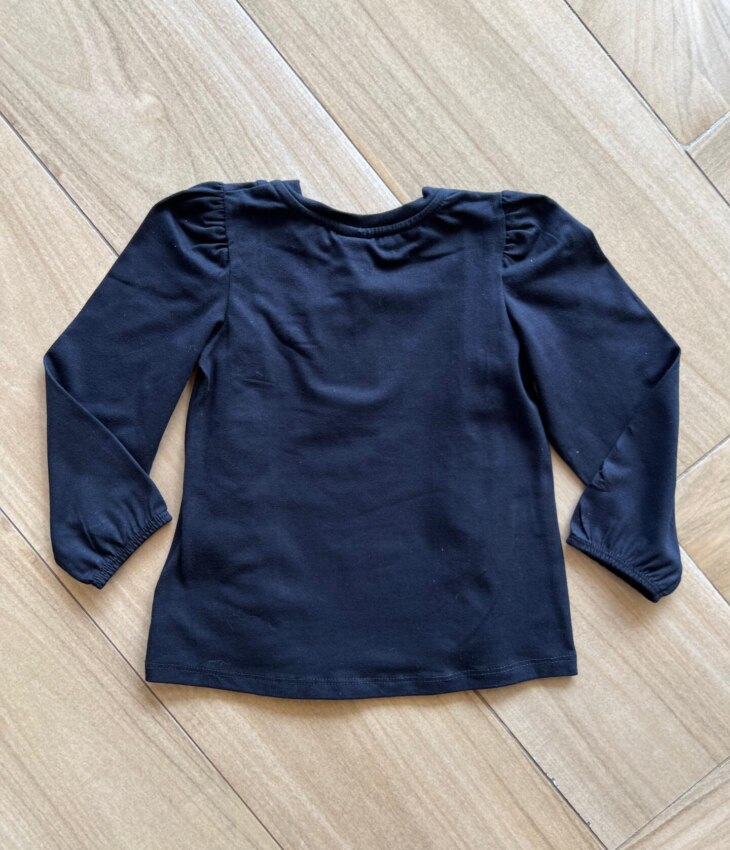 Blusa Manga Longa Infantil Feminina com Detalhe em Laise Preta Fernanda Ramos Kids
