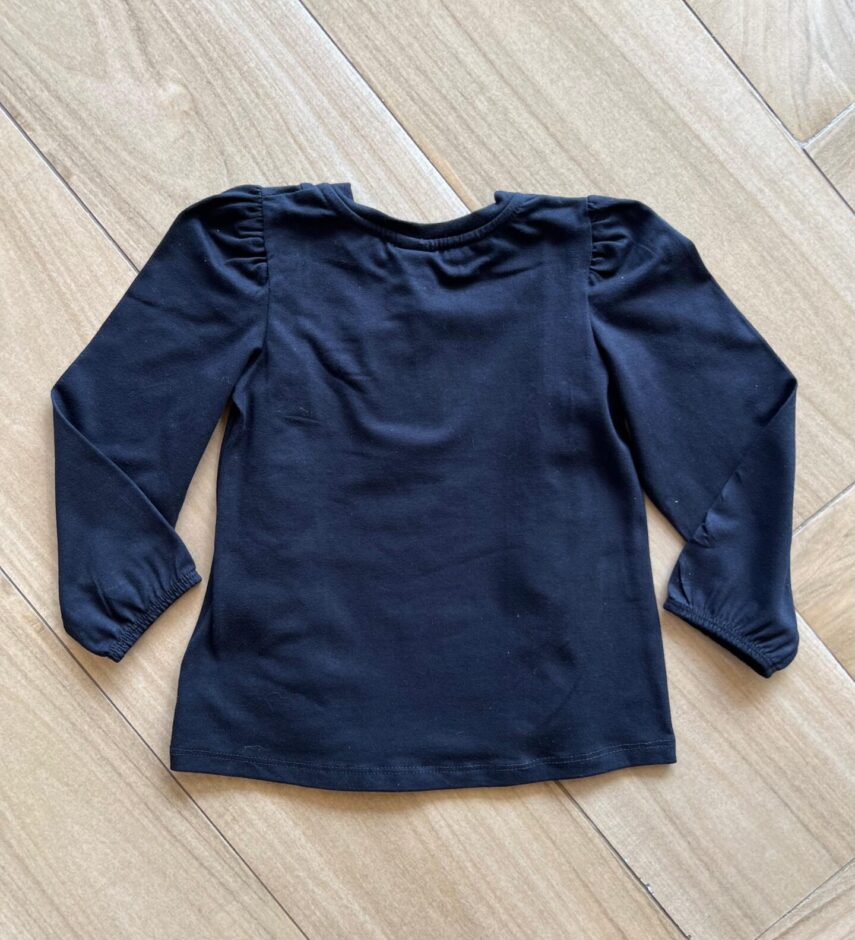Blusa Manga Longa Infantil Feminina com Detalhe em Laise Preta Fernanda Ramos Kids