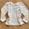 Blusa Manga Longa Infantil Feminina Off White com Babado Fernanda Ramos Kids