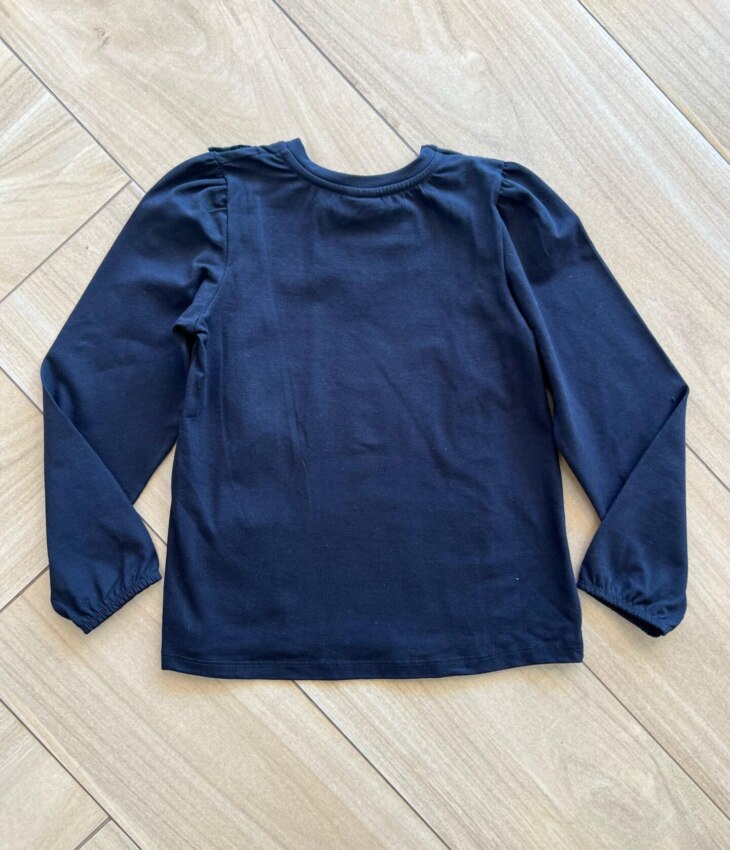 Blusa Manga Longa Infantil Feminina Preta com Babado Fernanda Ramos Kids