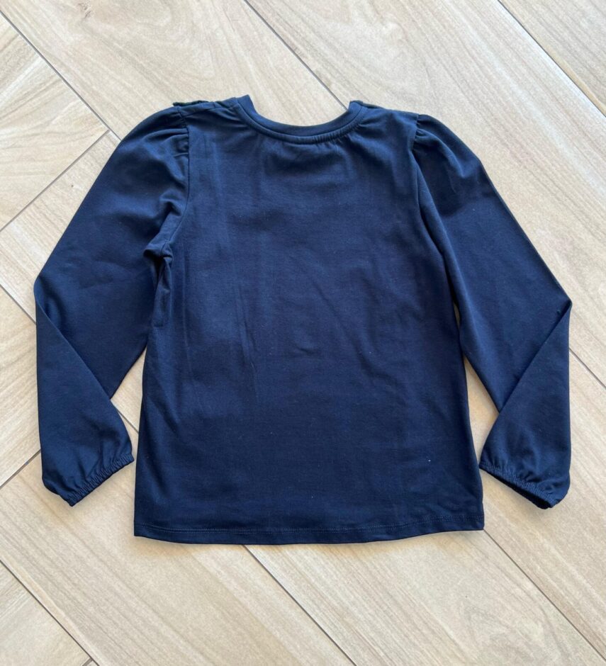 Blusa Manga Longa Infantil Feminina Preta com Babado Fernanda Ramos Kids