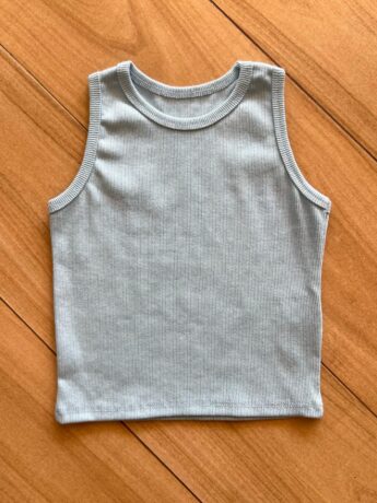 fernandaramoskids com br Blusa Regata Canelada Infantil Feminina Azul 1