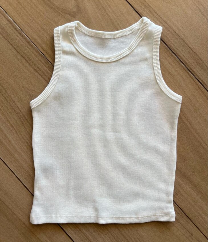 fernandaramoskids com br Blusa Regata Canelada Infantil Feminina Off White 1