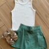Blusa Regata Canelada Infantil Feminina Off White Fernanda Ramos Kids