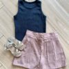 Blusa Regata Canelada Infantil Feminina Preta Fernanda Ramos Kids
