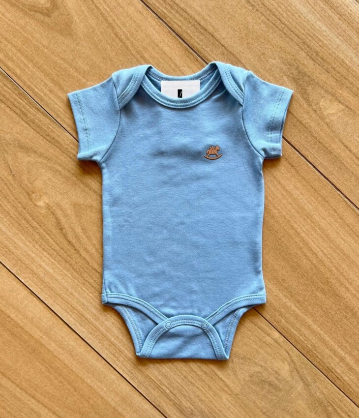Body Infantil Básico Manga Curta Azul Fernanda Ramos Kid