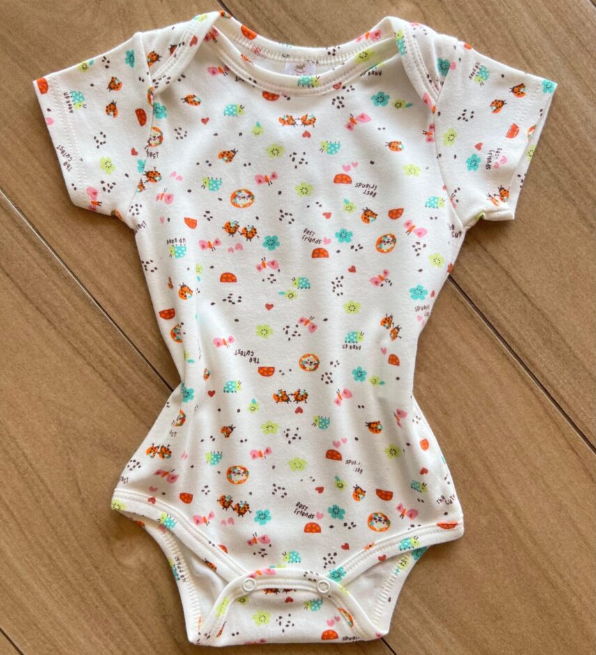 Body Infantil Feminino Básico Manga Curta em Suedine Off White Fernanda Ramos Kids