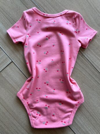 Body Infantil Feminino Básico Manga Curta Estampa Cereja Rosa Fernanda Ramos Kids