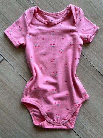 Body Infantil Feminino Básico Manga Curta Estampa Cereja Rosa Fernanda Ramos Kids