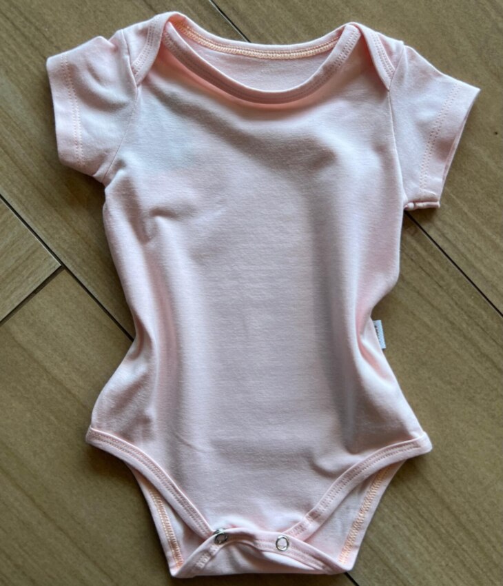 Body Infantil Feminino Básico Manga Curta Rosa Bebê Fernanda Ramos Kids