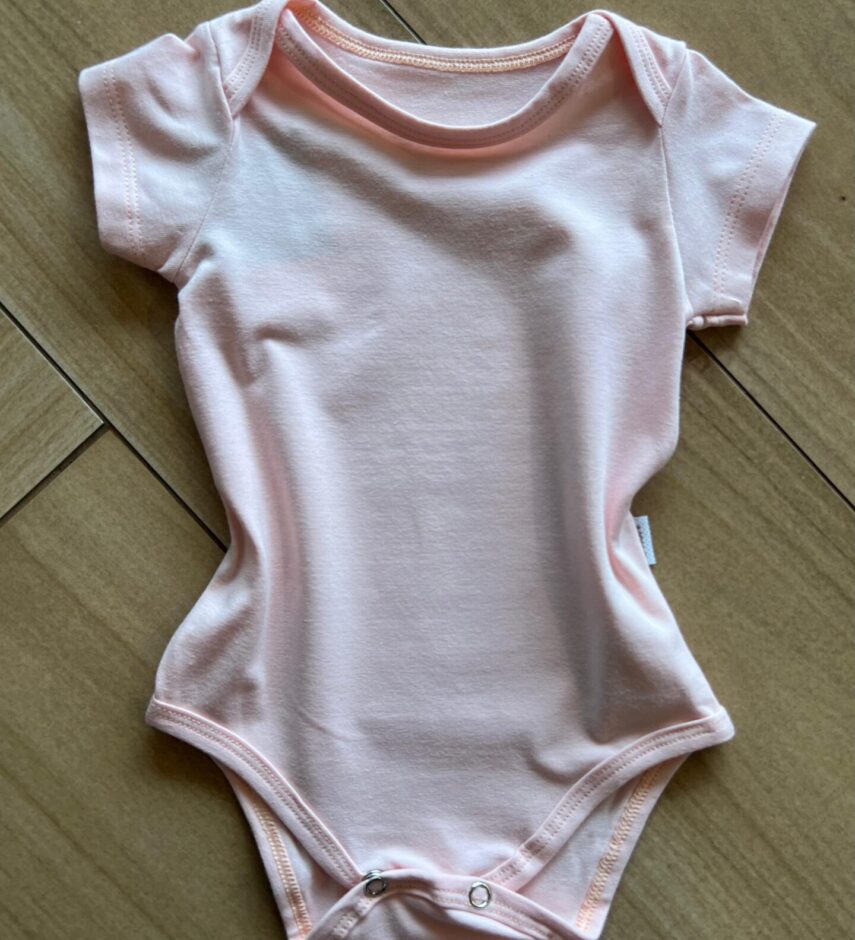 Body Infantil Feminino Básico Manga Curta Rosa Bebê Fernanda Ramos Kids