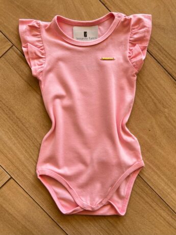 Body Infantil Feminino com Detalhe Manga Rosa Fernanda Ramos Kids