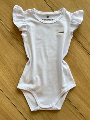 Body Infantil Feminino Detalhe na Manga Branco Fernanda Ramos Kids