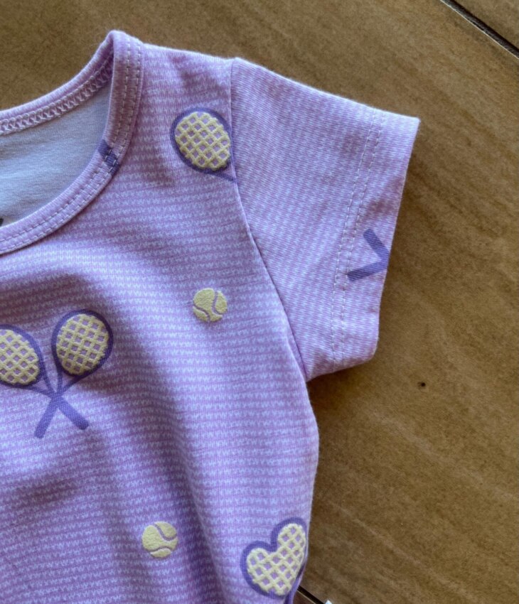 Body Infantil Feminino Manga Curta Bolinhas de Tênis Lilás Fernanda Ramos Kids